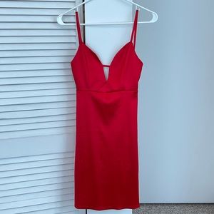 Red tight satin dress